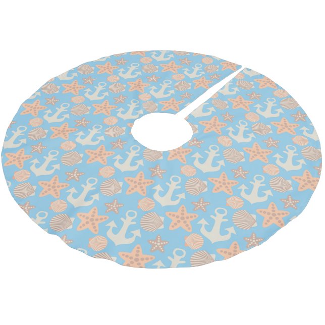 Pastel Nautical Pattern Brushed Polyester Tree Skirt (Angled)