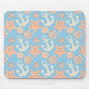 Pastel Nautical Pattern Mouse Mat
