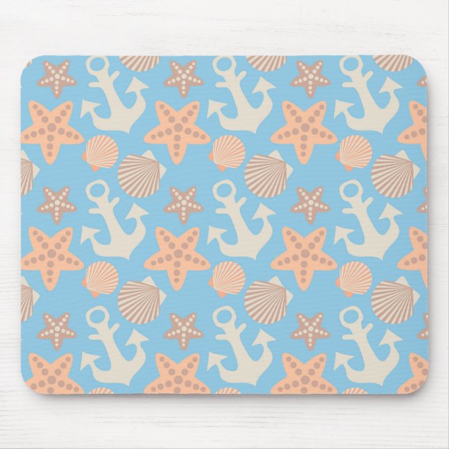 Pastel Nautical Pattern Mouse Mat (Front)