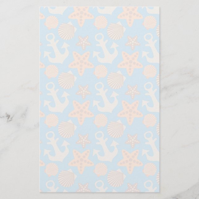 Pastel Nautical Pattern Stationery (Front)