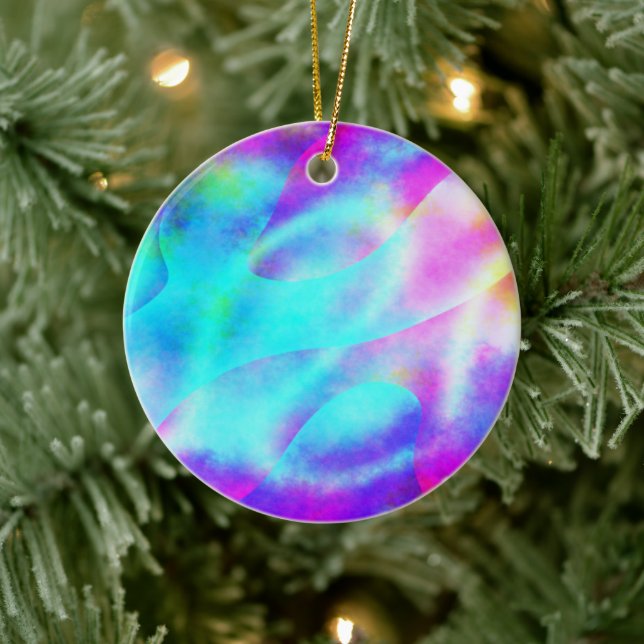 Pastel Neon Rainbow Gradient Art Ceramic Tree Decoration (Tree)