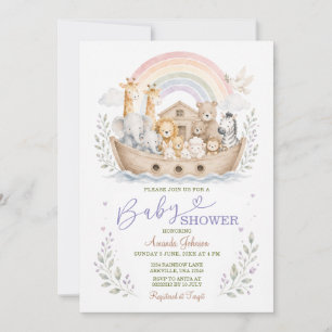 Pastel Noah's Ark Gender Neutral Boho Baby Shower Invitation