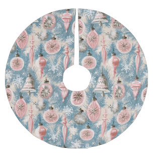Pastel Nostalgia: Mid-Century Glass Ornaments Brushed Polyester Tree Skirt