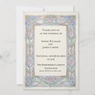 Pastel Nouveau Floral Wedding Invitation