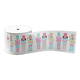 Pastel Nutcracker Ballet Soldiers Pink Christmas Grosgrain Ribbon
