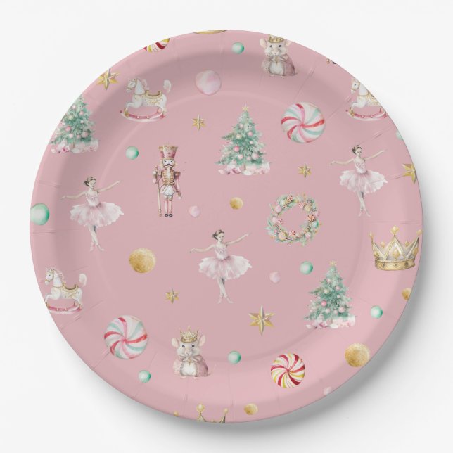 Pastel Nutcracker Christmas Birthday Party Paper Plate (Front)