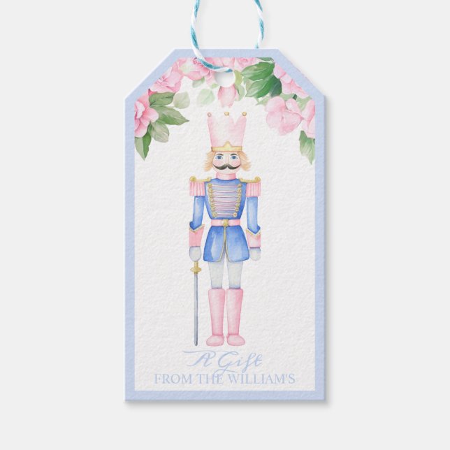 Pastel Nutcracker Christmas Personalised Gift Tag (Front)