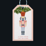 Pastel Nutcracker Christmas Personalised Ornament  Gift Tags<br><div class="desc">This vintage Christmas ornament design brings all those good nostalgia vibes from days gone by. The front of this gift tag features a nutcracker ornament hanging from a Christmas tree branch. The back of the card has a pink background with a red star pattern. You can personalise with your last...</div>