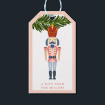 Pastel Nutcracker Christmas Personalised Ornament  Gift Tags<br><div class="desc">This vintage Christmas ornament design brings all those good nostalgia vibes from days gone by. The front of this gift tag features a nutcracker ornament hanging from a Christmas tree branch. The back of the card has a pink background with a red star pattern. You can personalise with your last...</div>