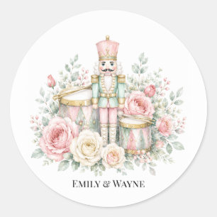 Pastel Nutcracker Christmas Wedding Classic Round Sticker