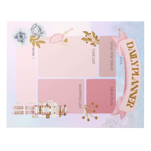 Pastel Nutcracker Daily Planner Notepad (Front)