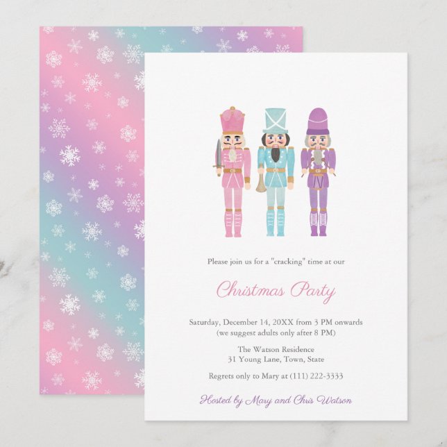 Pastel Nutcracker Family Holidays Party Invitation (Front/Back)