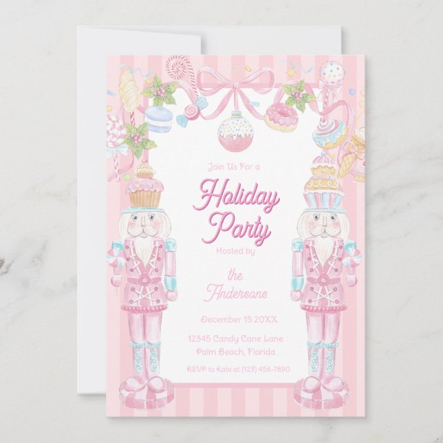 Pastel Nutcracker Sweet Holiday Treats Party Invitation (Front)