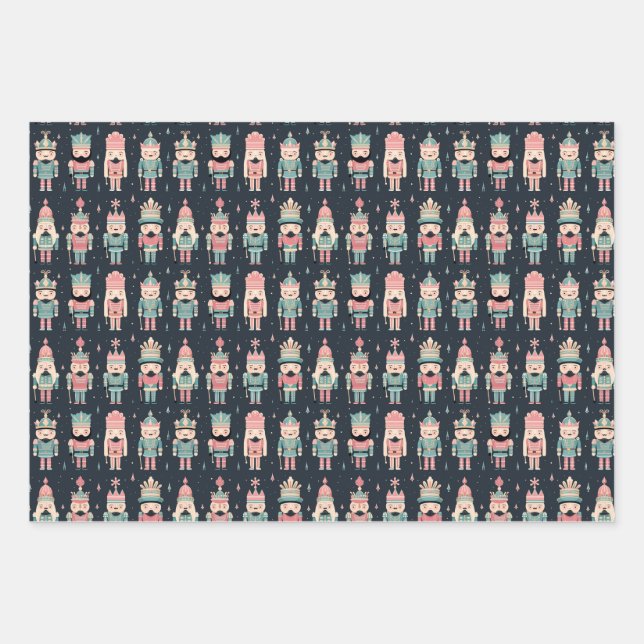 Pastel Nutcracker Wrapping Paper Sheet (Front)