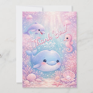 Pastel Ocean Party Under the Sea Birthday Girl Thank You Card