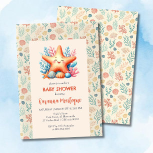 Pastel Ocean Starfish Personalized Baby Shower Invitation