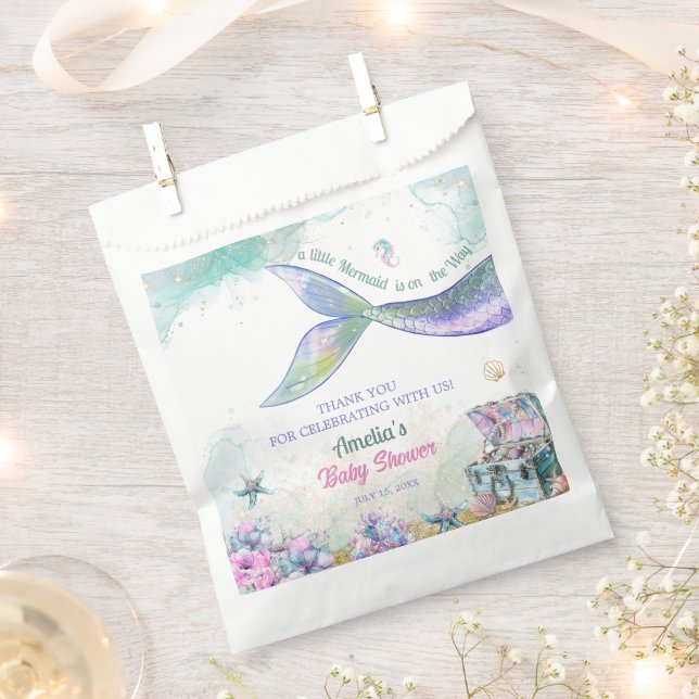 Pastel Ocean Treasure Mermaid Girl Favour Bags (Clipped)