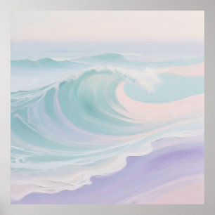 Pastel Ocean Wave Painting Poster