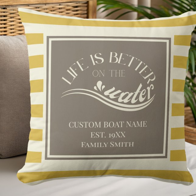 Pastel ochre yellow sailing boat decoration  cushion (Creator Uploaded)