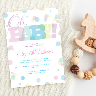 Pastel Oh Baby Baby Shower Invitation