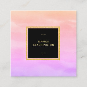*~* Pastel Ombre Gradient Lavender Pink Abstract Square Business Card