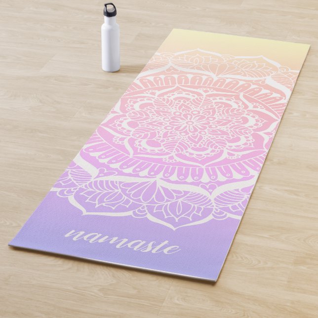 Pastel Ombre Gradient Namaste Mandala Yoga Mat (In Situ)