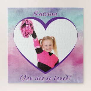 Pastel Ombre Heart Photo You Are So Loved Jigsaw Puzzle