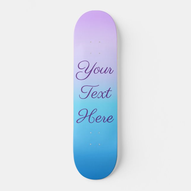 Pastel Ombre Lavender Blue Skateboard (Front)