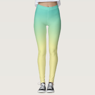 Pastel Ombre Leggings -  Green to Yellow Gradient