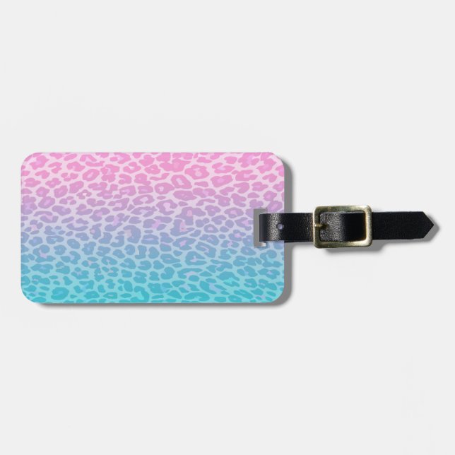 Pastel Ombre Leopard Luggage Tag (Front Horizontal)