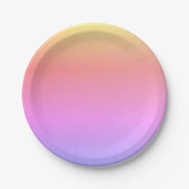 Pastel Ombre Pink Yellow Purple Paper Plate (Front)