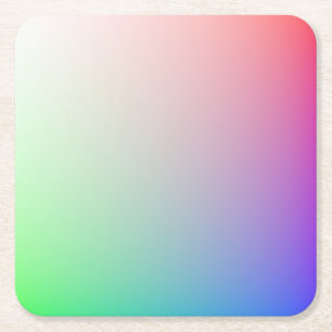 Pastel Ombre Rainbow Colours Square Paper Coaster