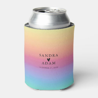 Pastel Ombre Rainbow Colours Wedding Favour Gift Can Cooler