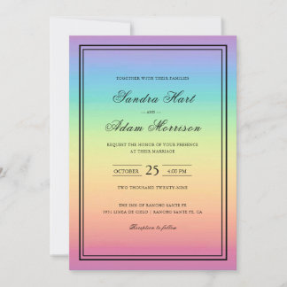 Pastel Ombre Rainbow Colours Wedding Invitation