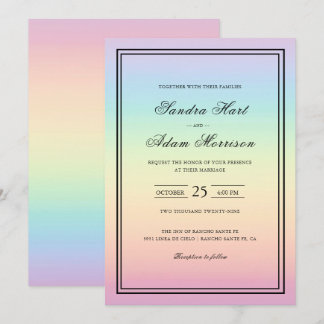 Pastel Ombre Rainbow Colours Wedding Invitation
