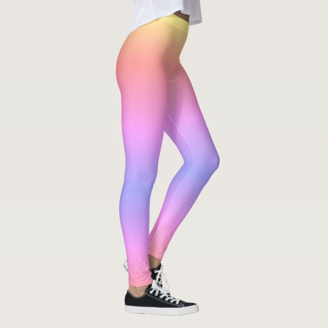 Pastel Ombré Rainbow Pink Yellow Purple Leggings (Right)