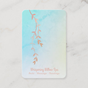 *~* Pastel Ombre Rose Gold Willow Tree Branch Business Card