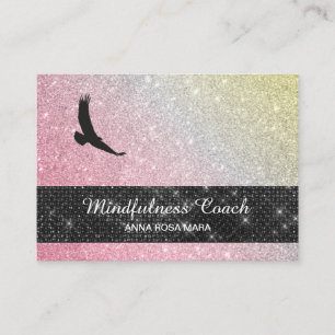 *~* Pastel Ombre Universe Glitter Meditation Eagle Business Card
