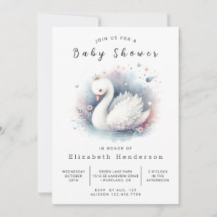 Pastel Online Swan Baby Shower Invitation
