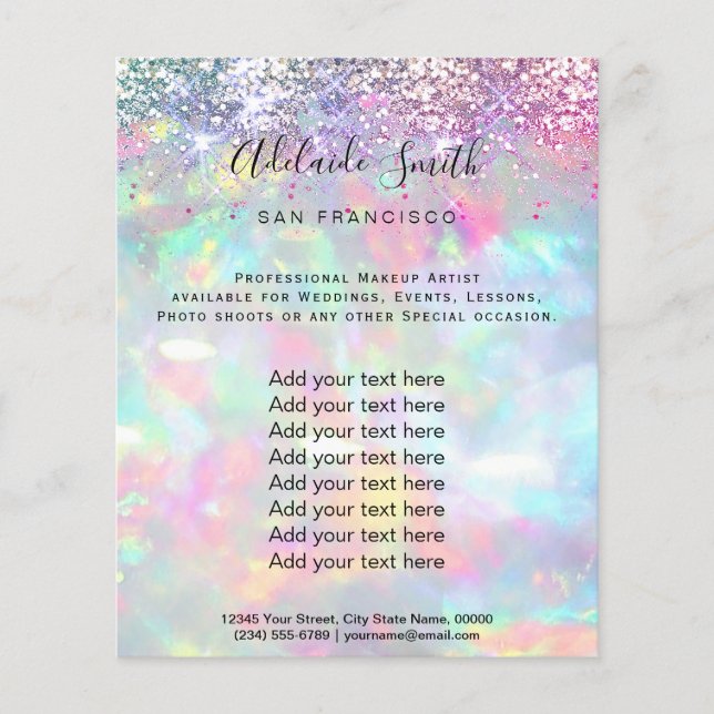 pastel opal glitter FAUX holograph Flyer (Front)