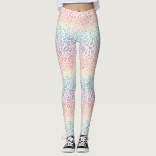 Pastel Opal Rainbow Leopard Print Leggings