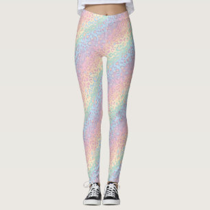 Pastel Opal Rainbow Leopard Print Leggings