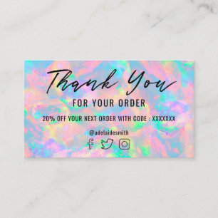 pastel opal texture thank you business card