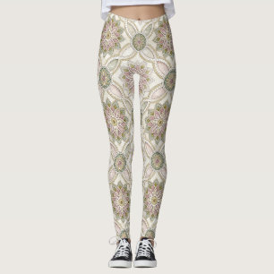 Pastel Opalescent Floral Mosaic - Mandala Leggings