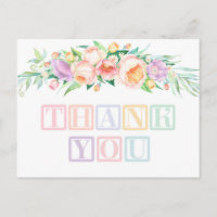 Pastel or Sherbet Baby Blocks Shower Thank You