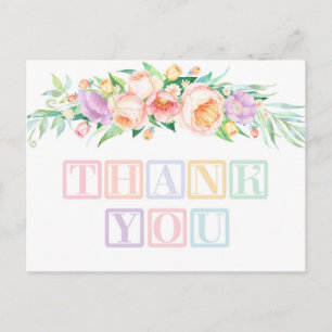 Pastel or Sherbet Baby Blocks Shower Thank You Postcard
