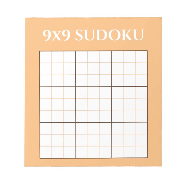 Pastel Orange 9 by 9 Sudoku Template Notepad (Front)
