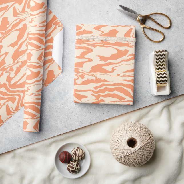Pastel Orange and Cream Tiger Stripes Wrapping Paper (Crafts)