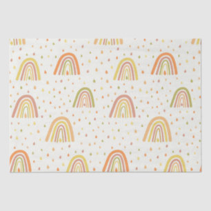 Pastel Orange and Yellow Boho Rainbows Pattern Tissue Paper