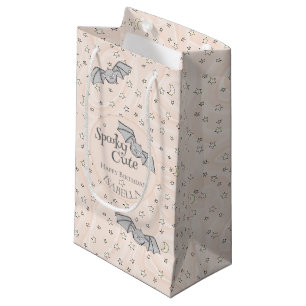 Pastel Orange Bats Spooky Cute Small Gift Bag